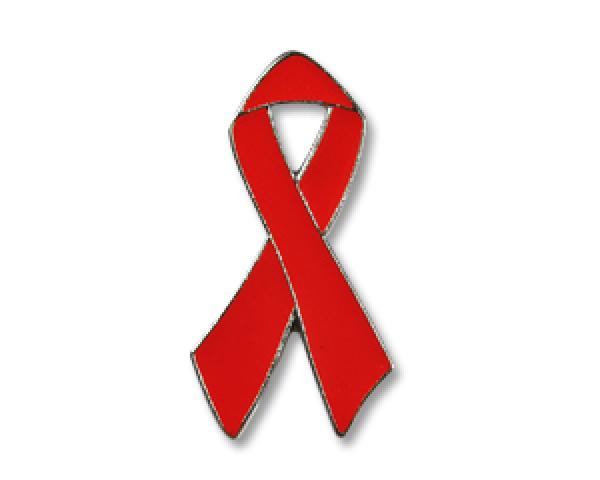 AIDS-Schleife, Red Ribbon Pin mit Silberrand, 19 mm